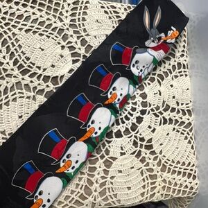 Looney Tunes Mania Bugs Bunny Black Snowman Tie